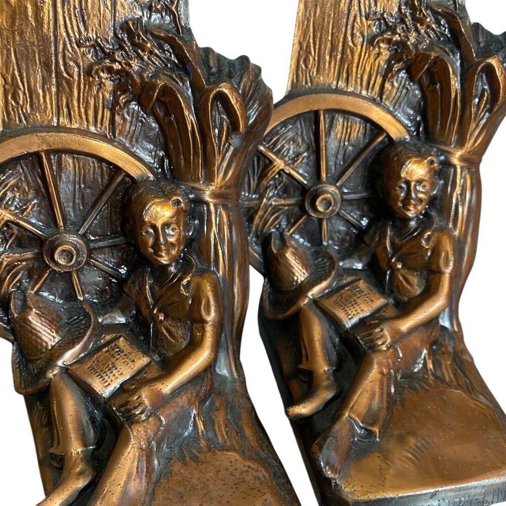 Huck Finn bookends Huckleberry Farmhouse Decor Book Stops HEAVY Metal Figurines